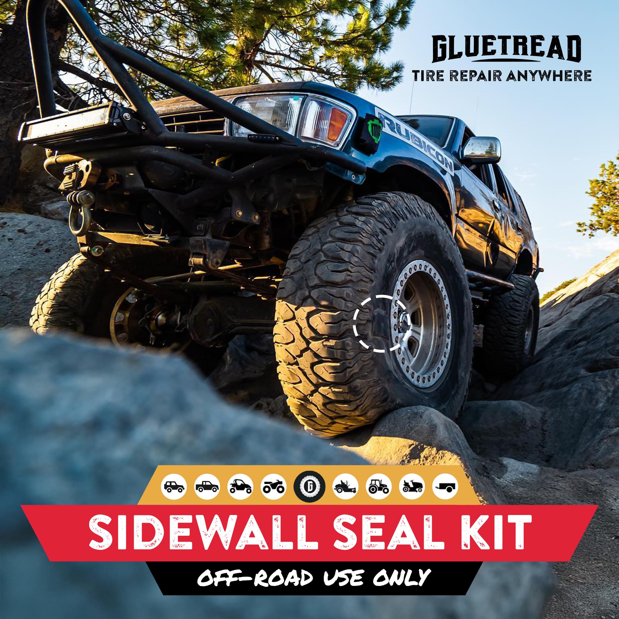 GlueTread adhesive glue shown for quick on-vehicle repairs