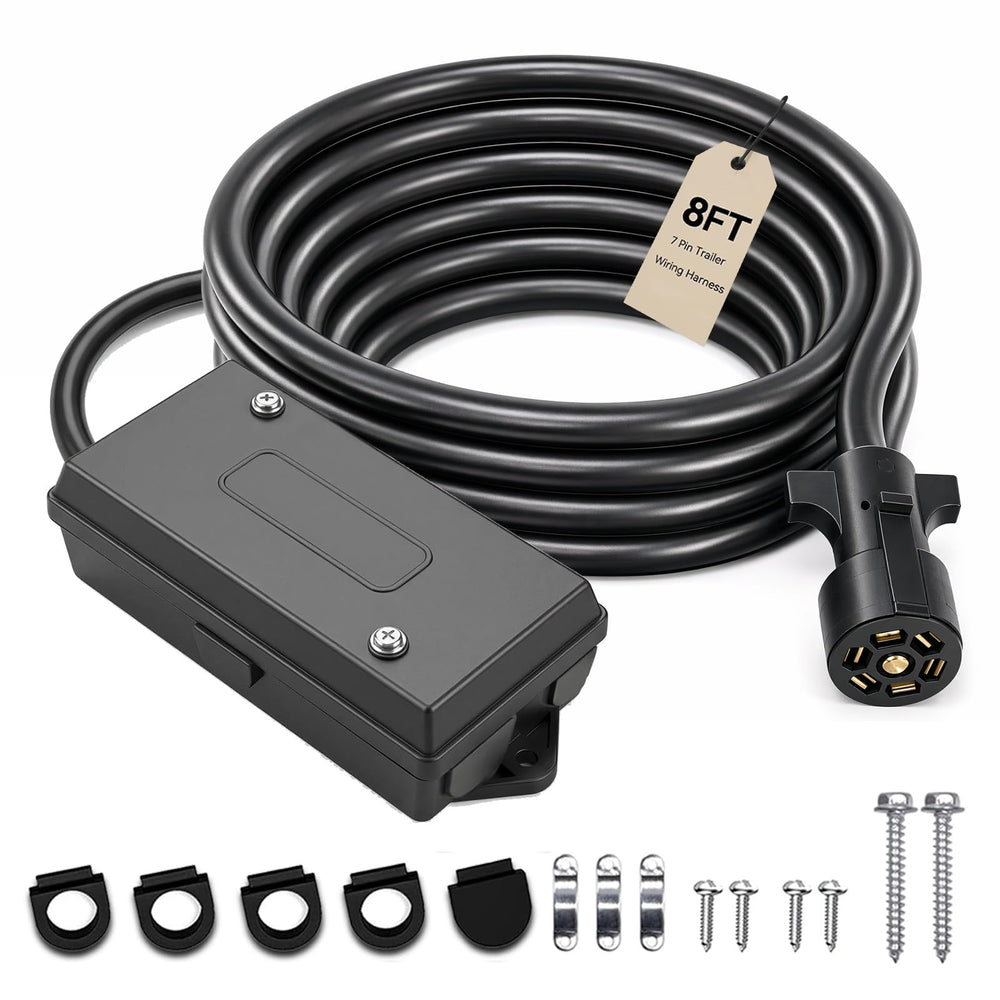 GLUWPA 7Way trailer wiring harness with 8ft extension for tidy installs.