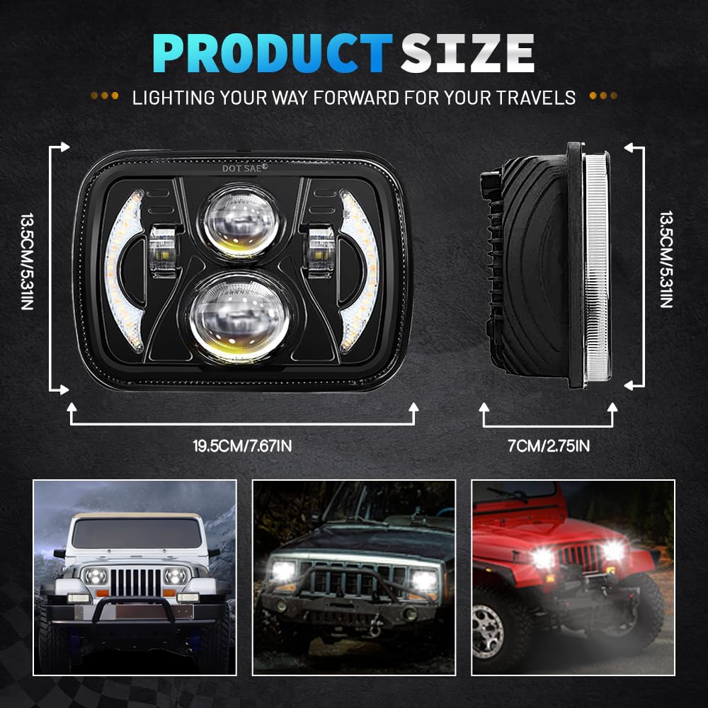 GLWZSY 5x7 LED headlight IP68 waterproof protection for harsh weather.