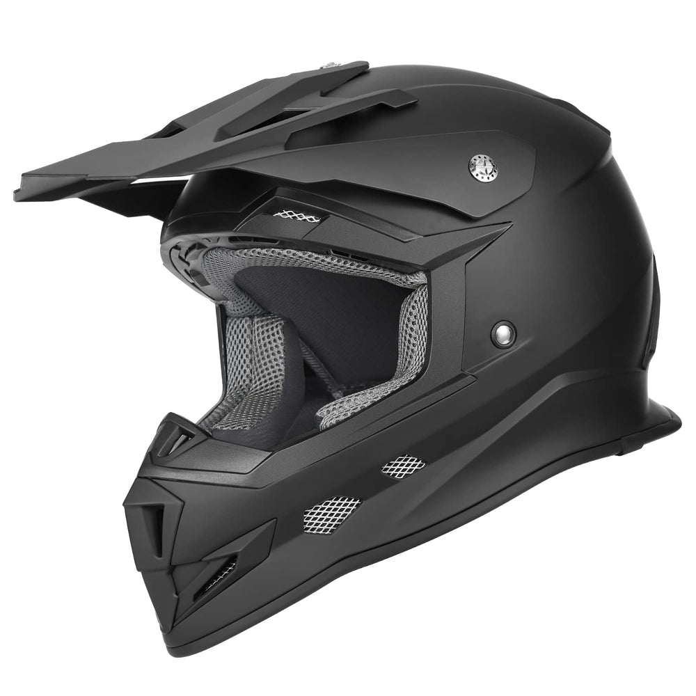 GLX GX23 helmet front view with matte black finish for rugged riding.