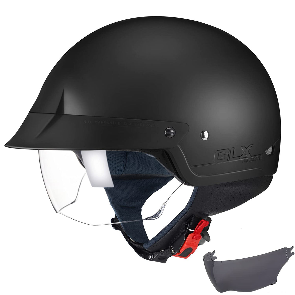 GLX M14 open face helmet front view in matte black with comfort-first design for daily city rides