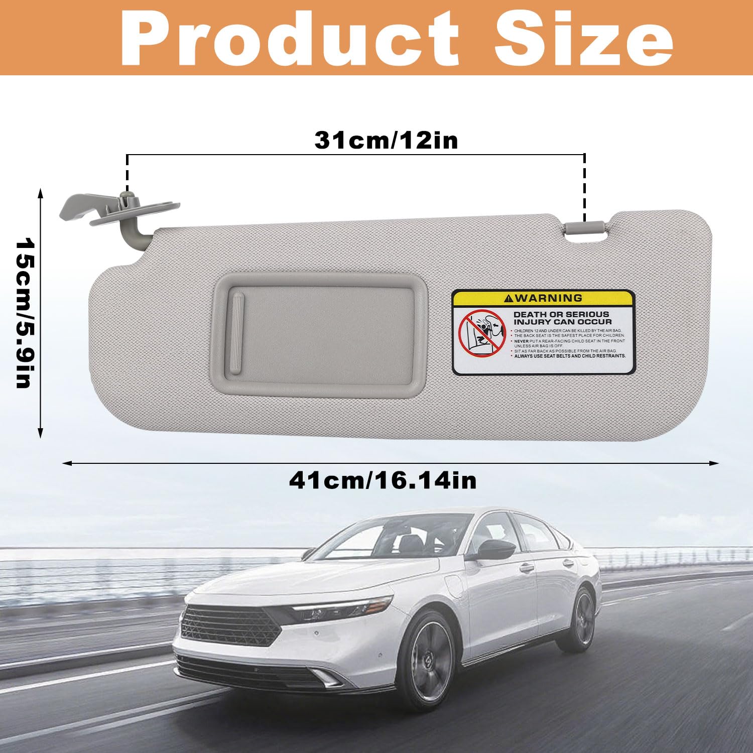 GlymXia elantra sun visor right with leather-textured surface for easy cleaning and interior protection.
