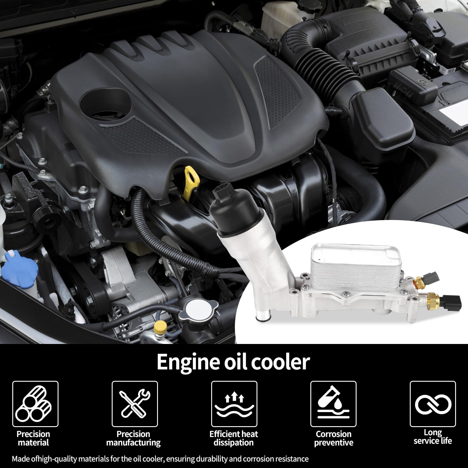 GlymXia oil filter element provides clean oil flow for engine efficiency.