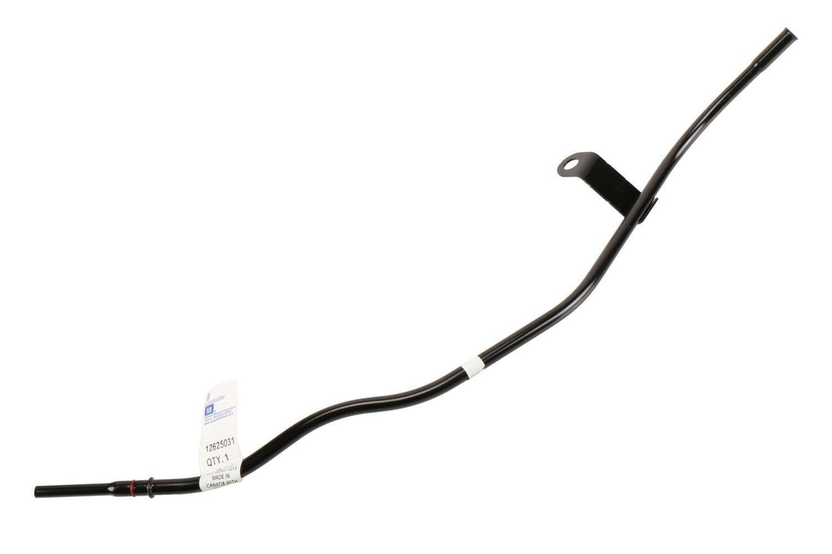 GM Genuine Parts 12625031 dipstick tube front view, engineered for precise oil level checks.