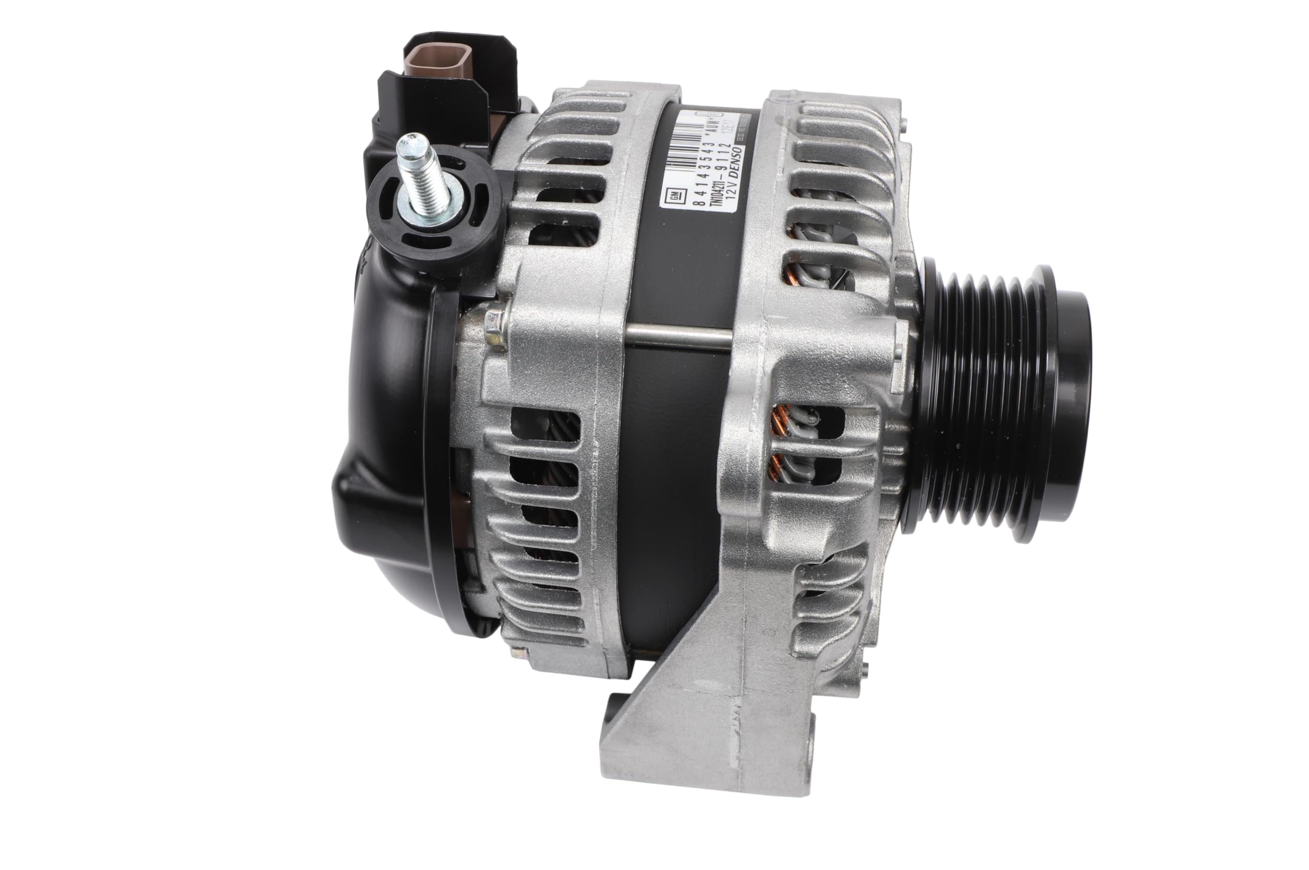 GM Genuine Parts 84143543 alternator—front view, compact OEM-style enclosure supports reliable power