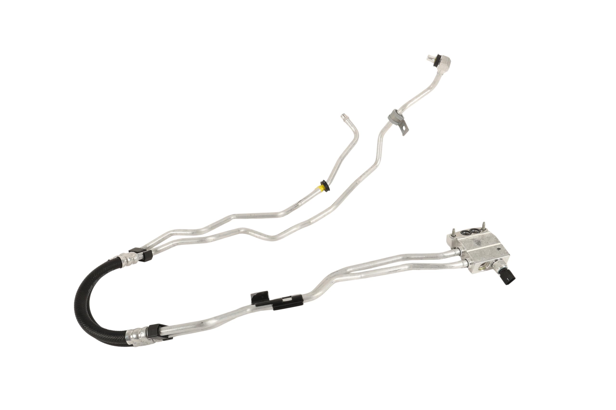 GM Genuine Parts 85724972 oil cooler hose assembly, under-hood view, supports steady engine oil cooling.