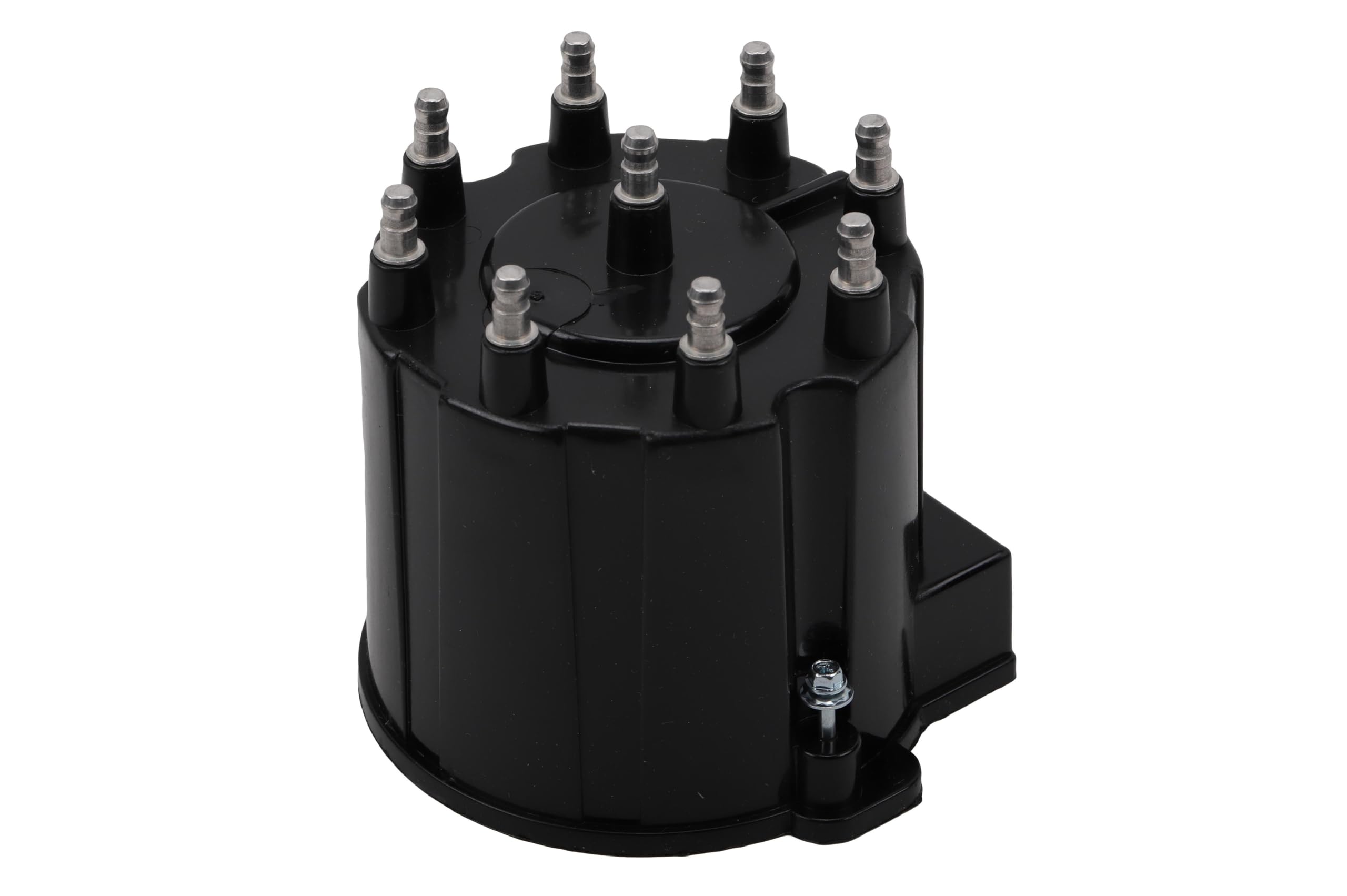 GM Genuine Parts D303A ignition distributor cap close-up showing metal inserts for maximum conductivity.
