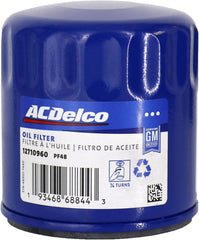 ACDelco PF48 oil filter side view, OEM design for reliable engine filtration.