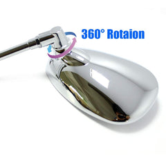 GMI chrome motorcycle mirror closeup, durable chrome housing and smooth shaft
