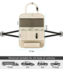 GMQ backseat organizer with large capacity pockets keeps toys, snacks, and gadgets organized.