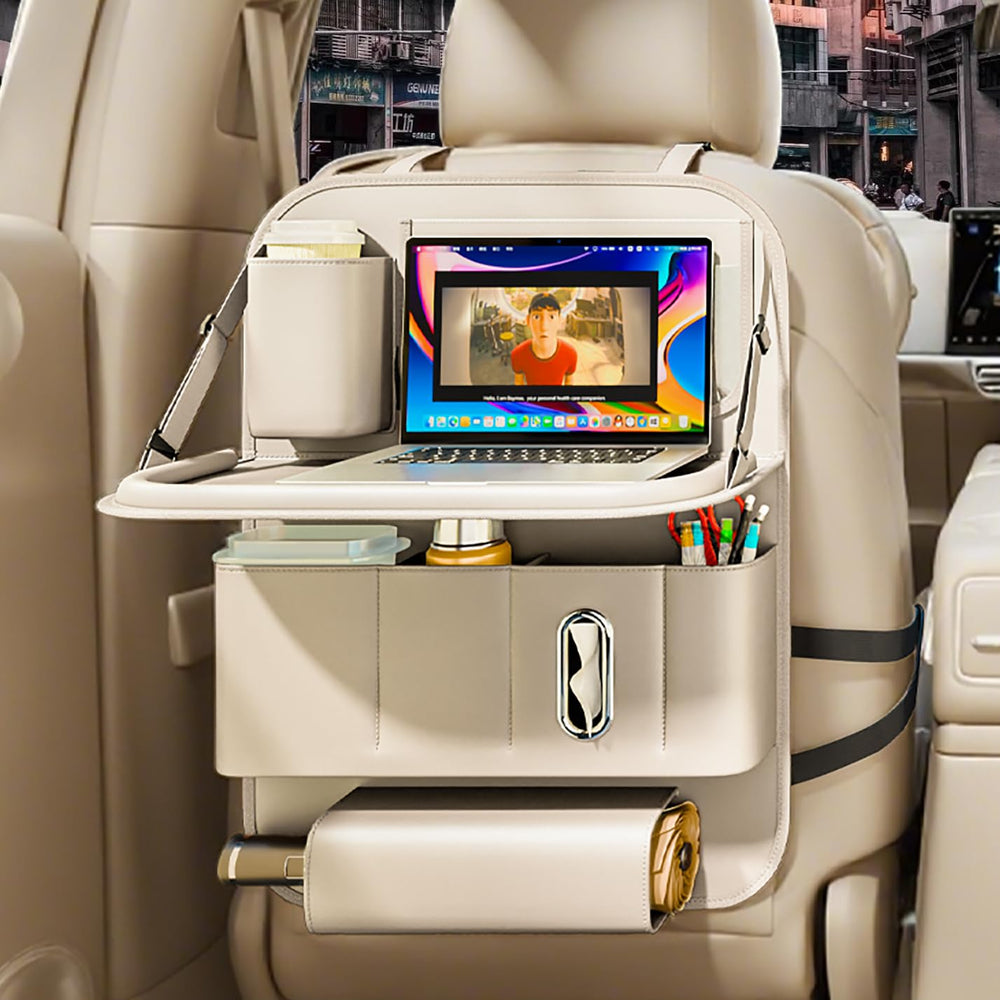 GMQ backseat organizer tray with foldable table for convenient meals on the go.