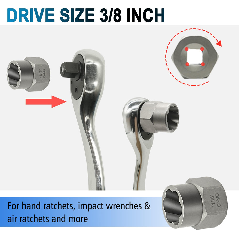 GMTOOLS damaged bolt remover in action on metal surface.