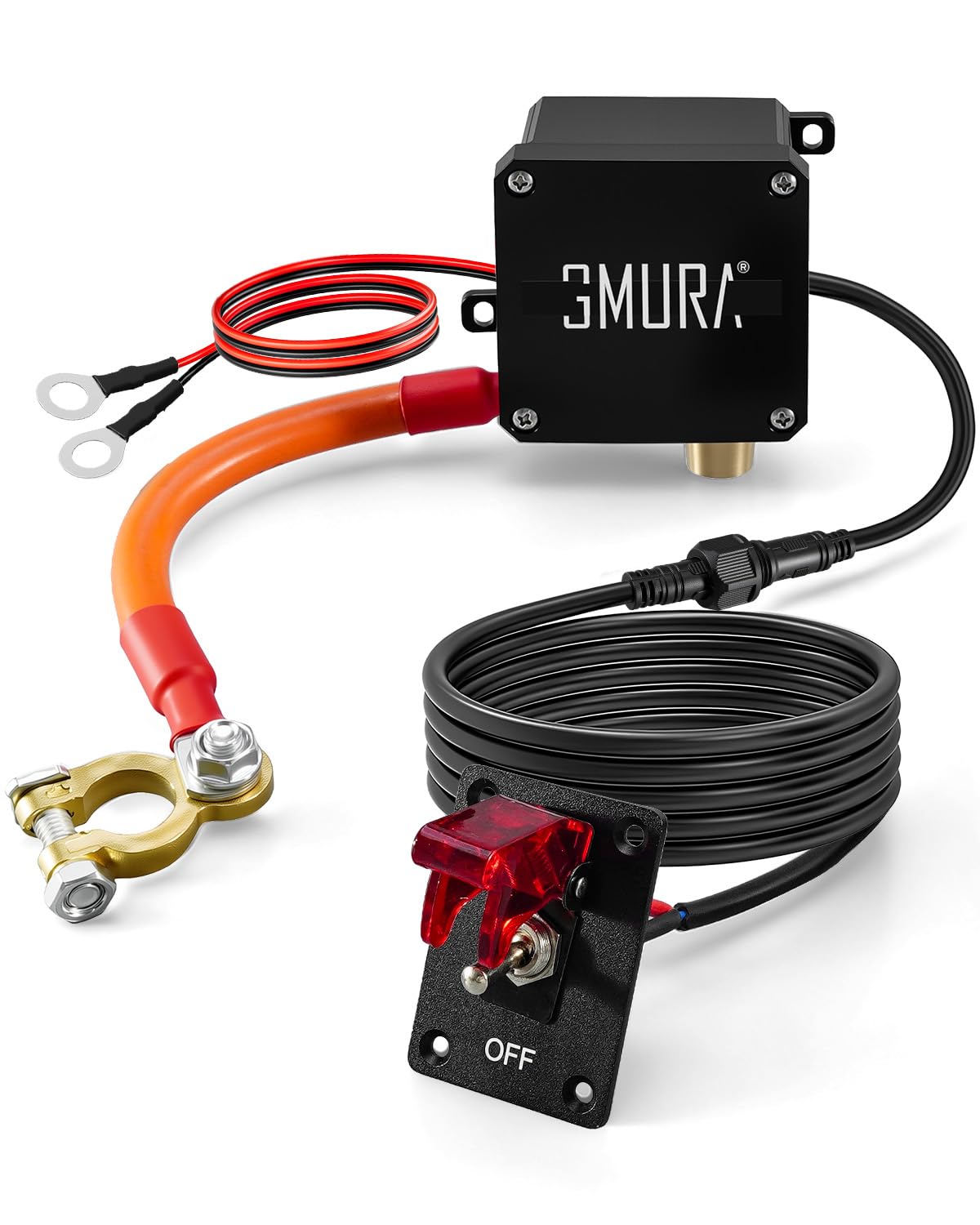 GMURA battery disconnect switch with rocker panel installed inside the cabin for easy power control.
