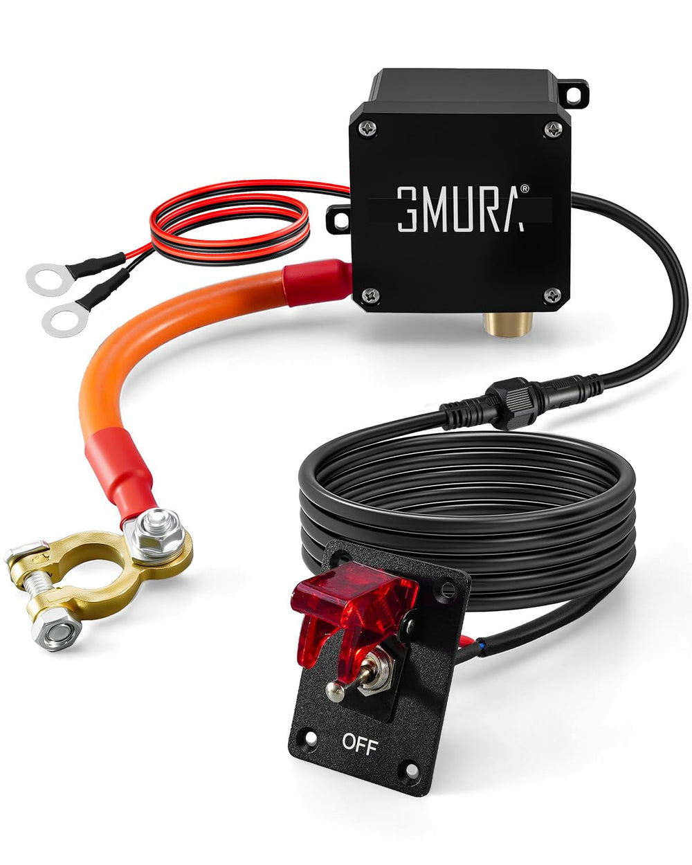 GMURA battery disconnect switch with rocker panel installed inside the cabin for easy power control.