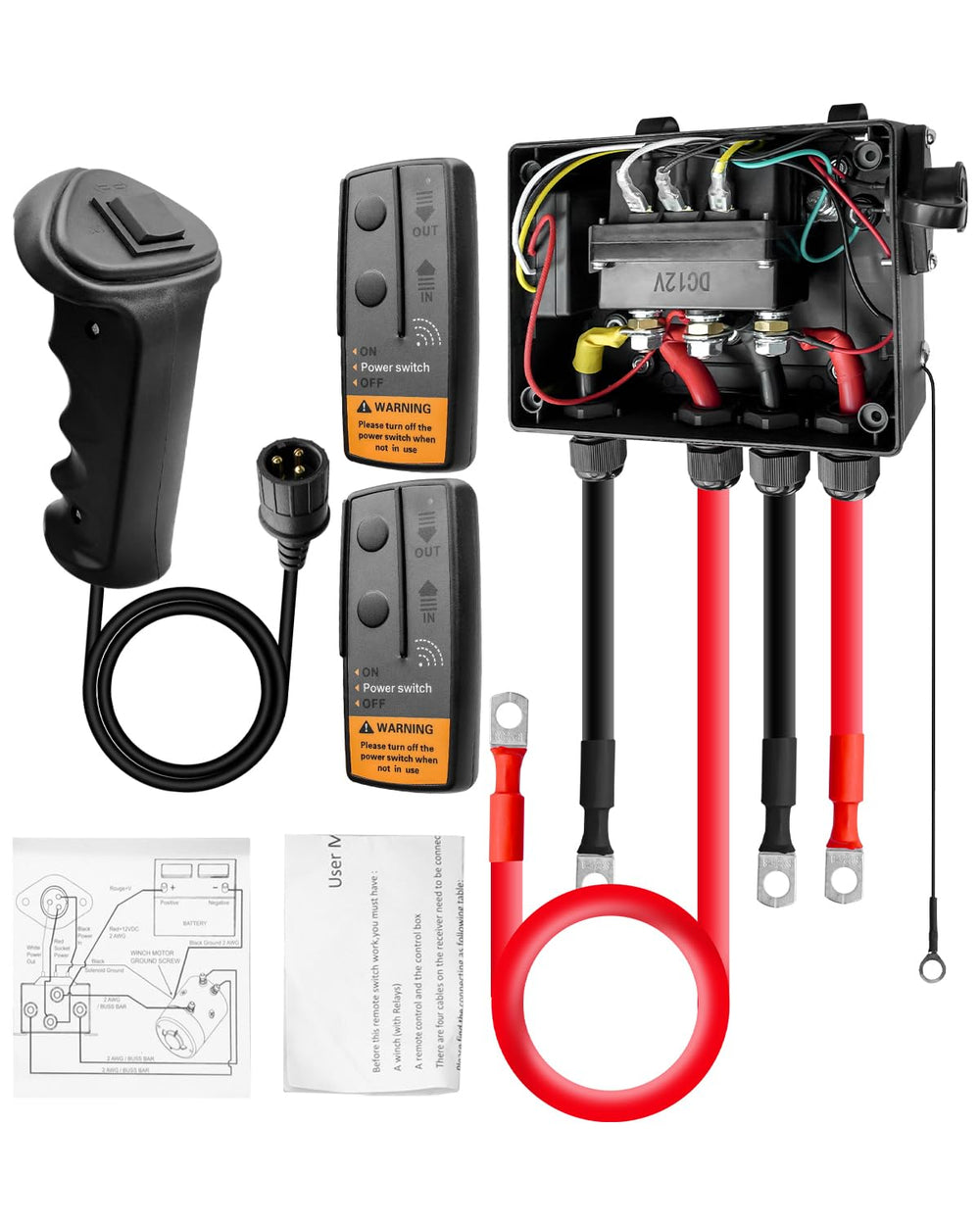 GMURA pre-wired winch control box kit, side view, simplifies installation.