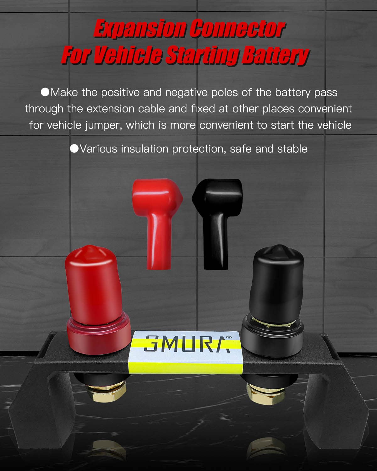 GMURA remote jump post with red and black cables.