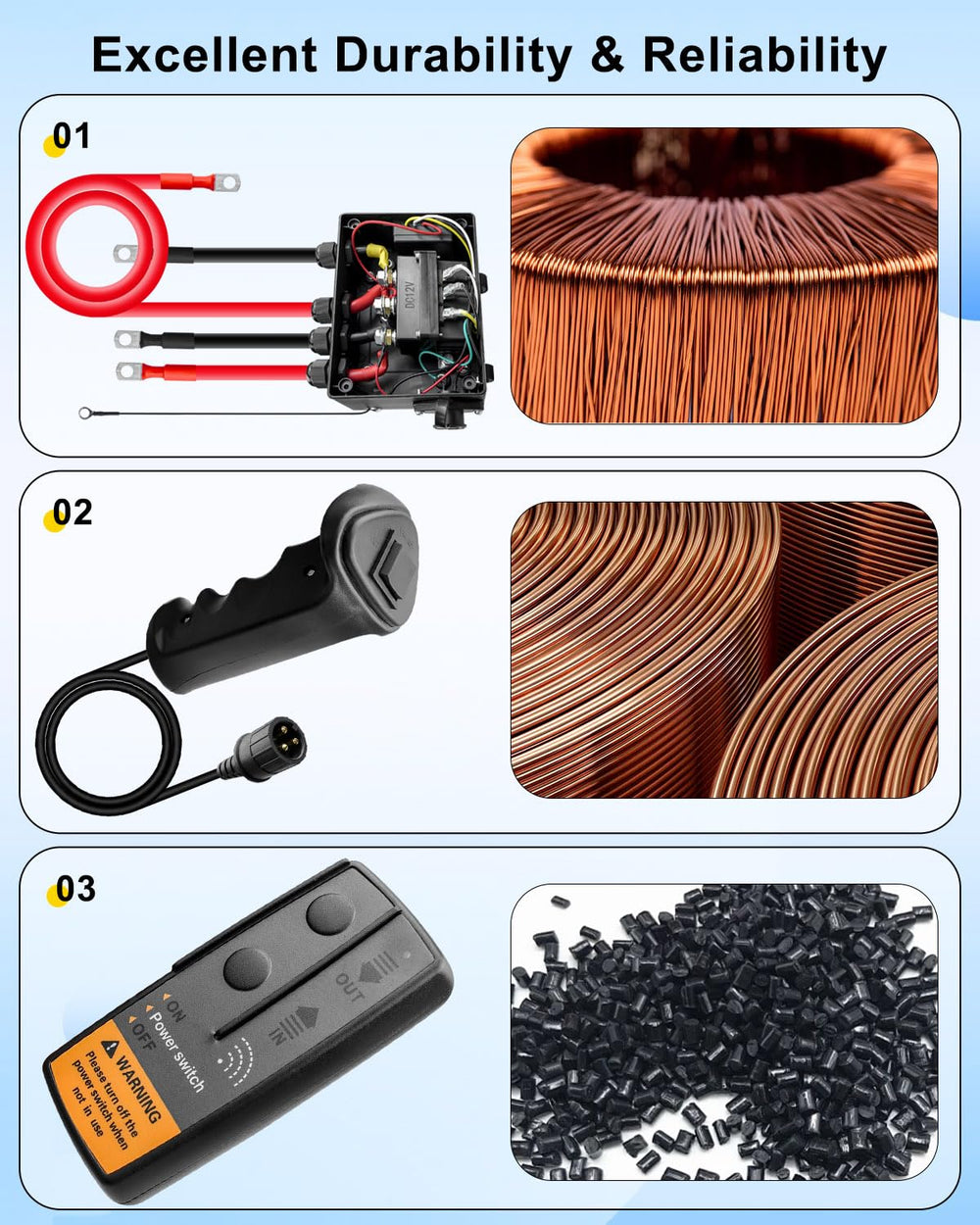 GMURA winch remote control showing long-range use up to 150 feet.