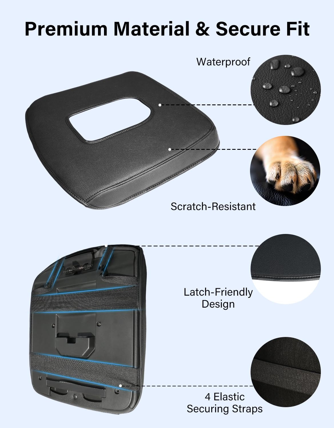 GNATIN full-coverage armrest cover guards the storage compartment from daily wear.