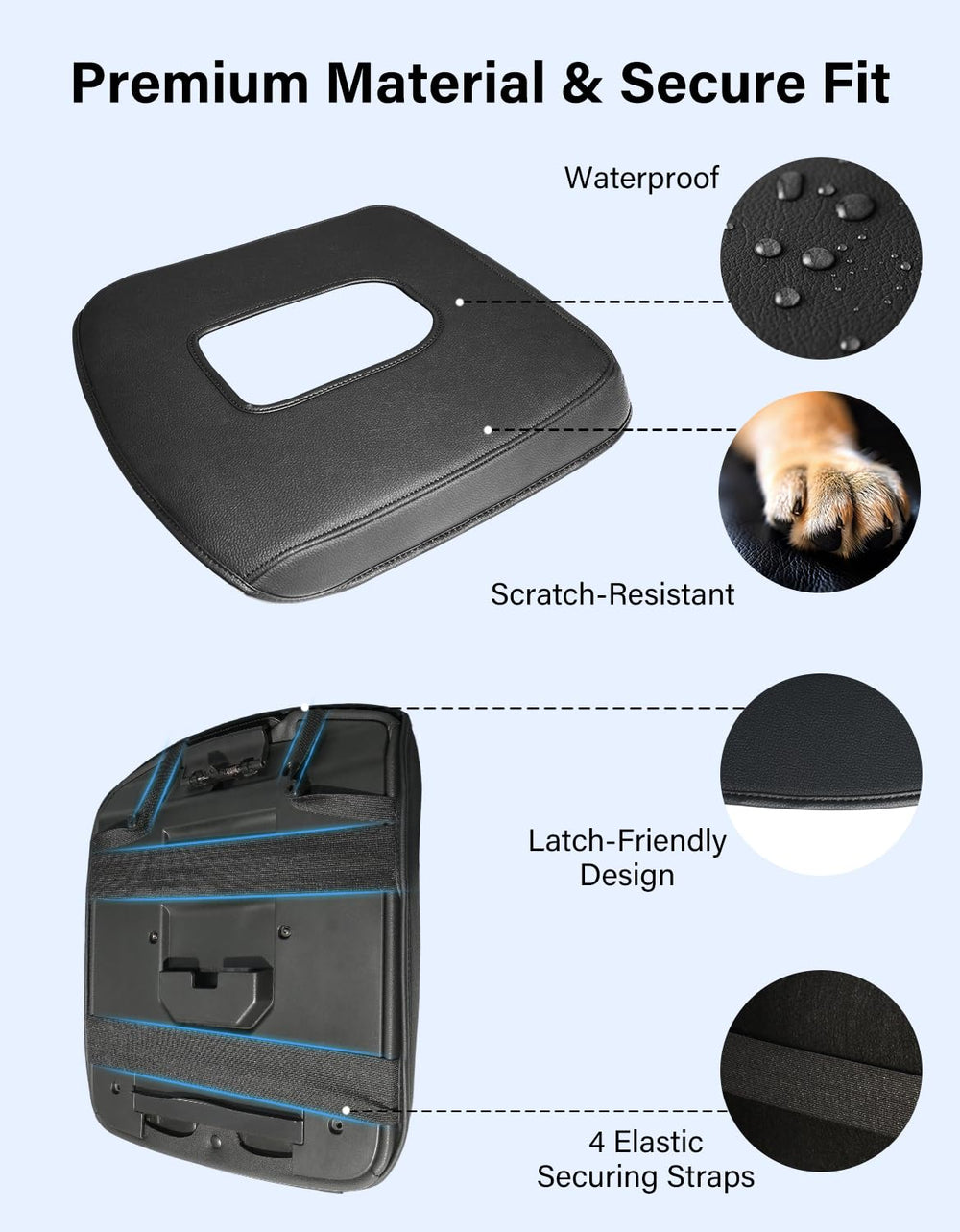 GNATIN full-coverage armrest cover guards the storage compartment from daily wear.