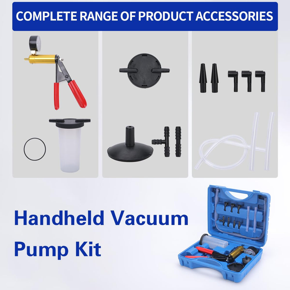 Gnhydxfe hand-held vacuum pump in use for efficient, mess-free brake maintenance.