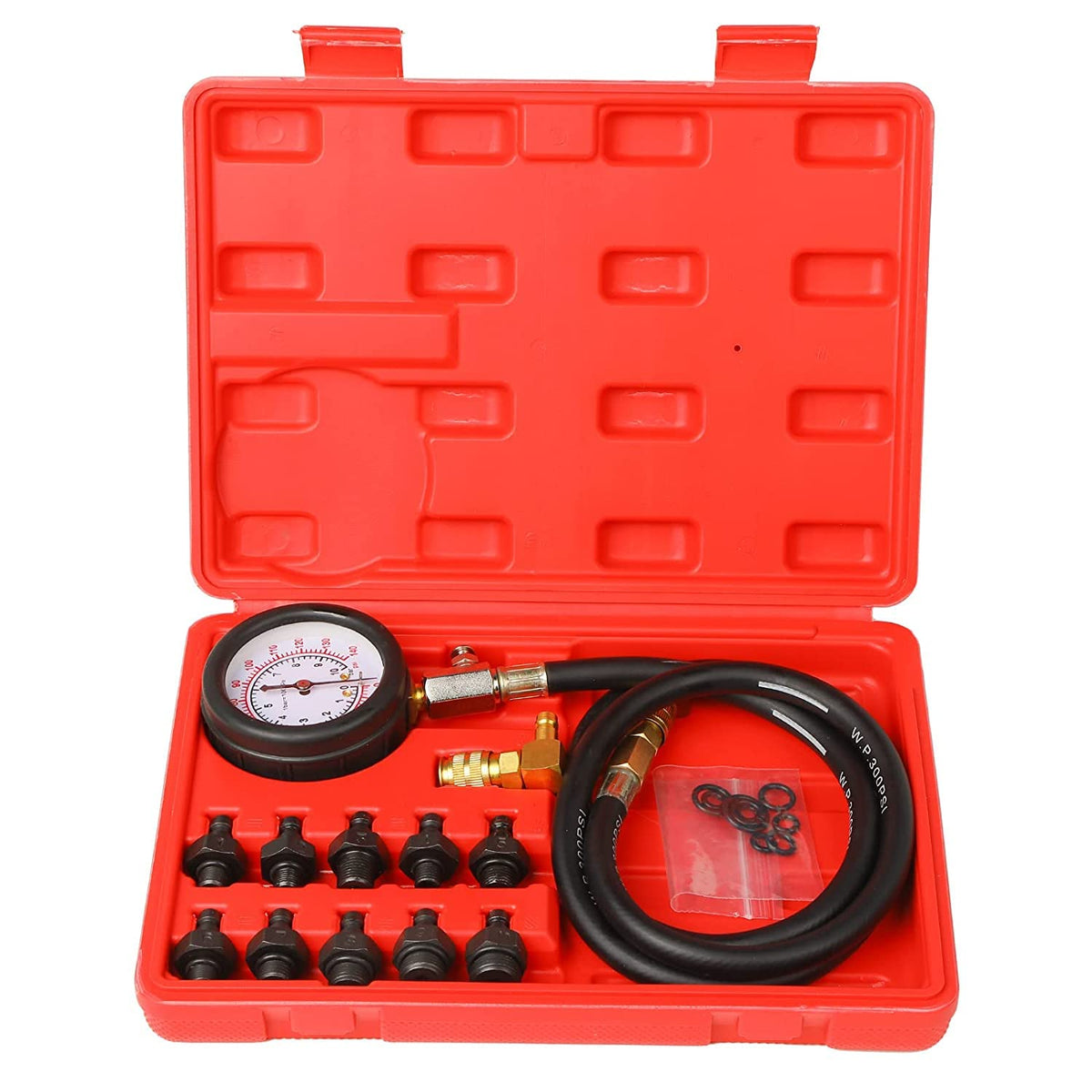 Gnhydxfe Oil Pressure Tester Tool with red dual-display gauge for quick engine diagnostics.