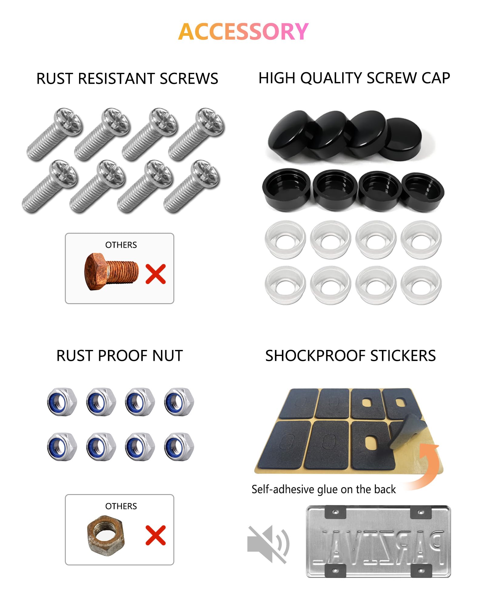 GNSZSN complete protection kit includes bolts and caps for finish.