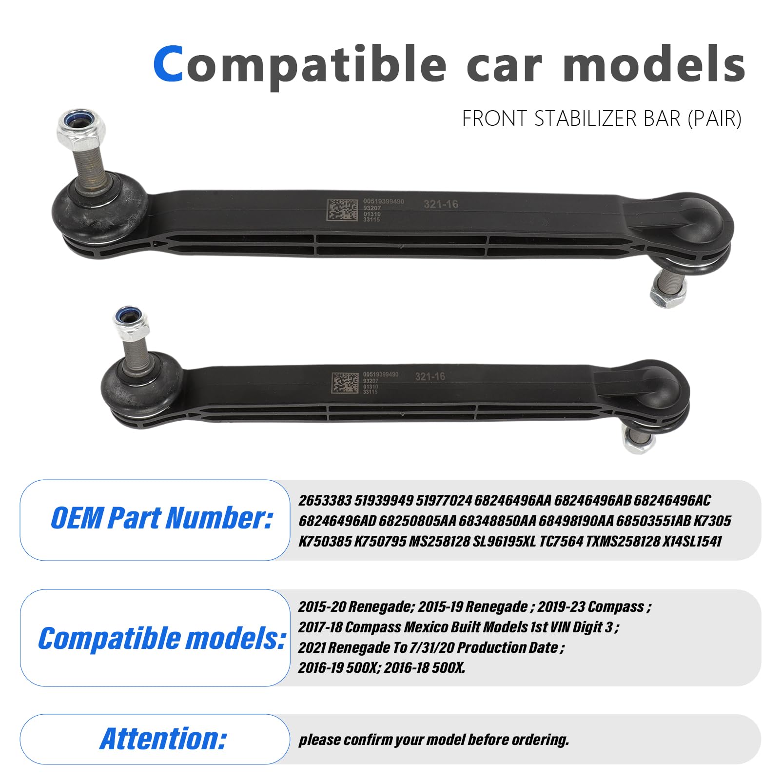 GNXFixt Sway Bar Links rear-axle installation shows broad compatibility.