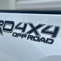 GO-GO.GROUP 4x4 offroad bedside decal closeup highlights bold matte black letters