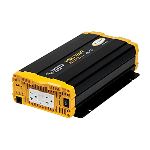 Go Power 1000W inverter side panel highlighting input/output connections for easy setup.