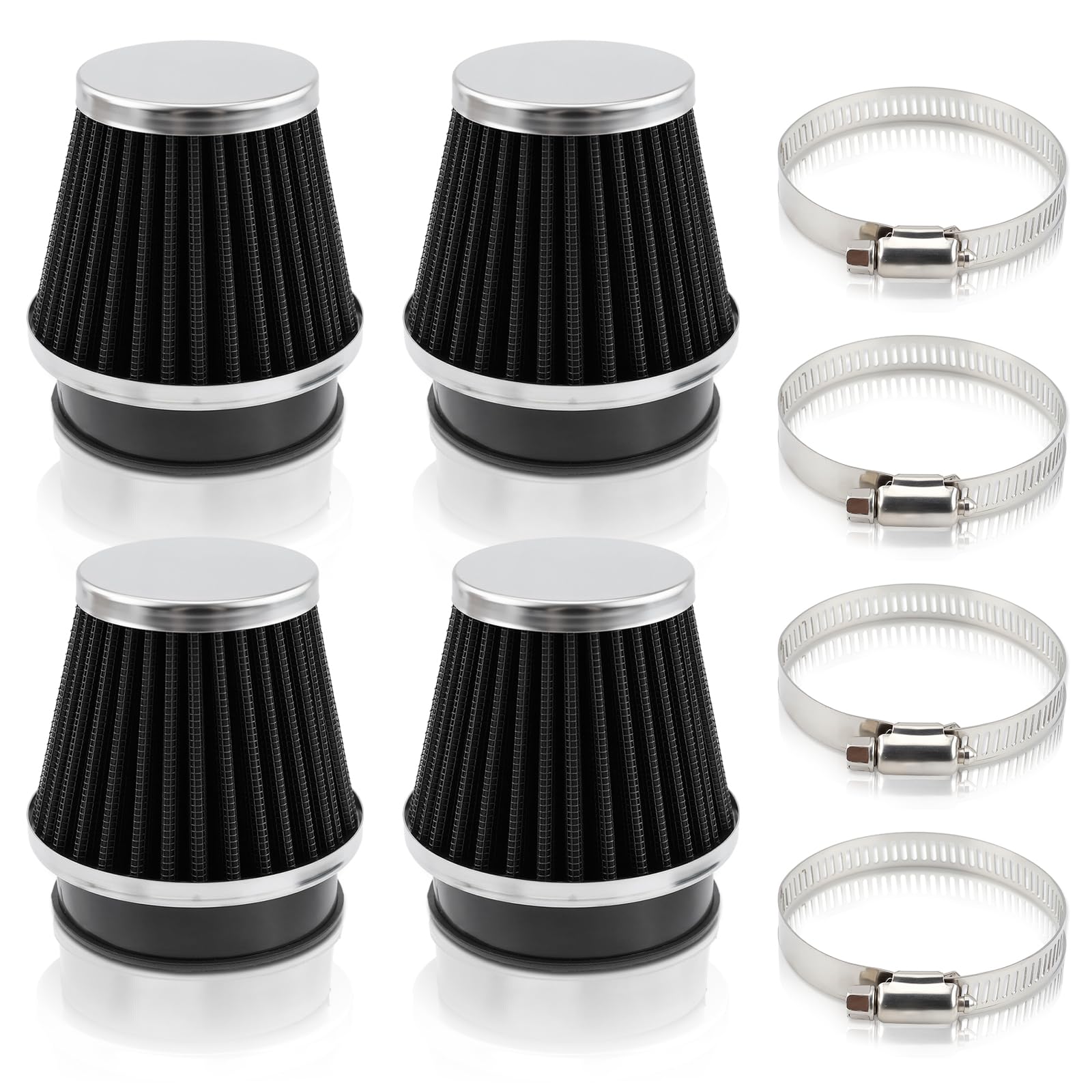 GoaMotors 54mm air intake filter close-up with tapered design for improved filtration.