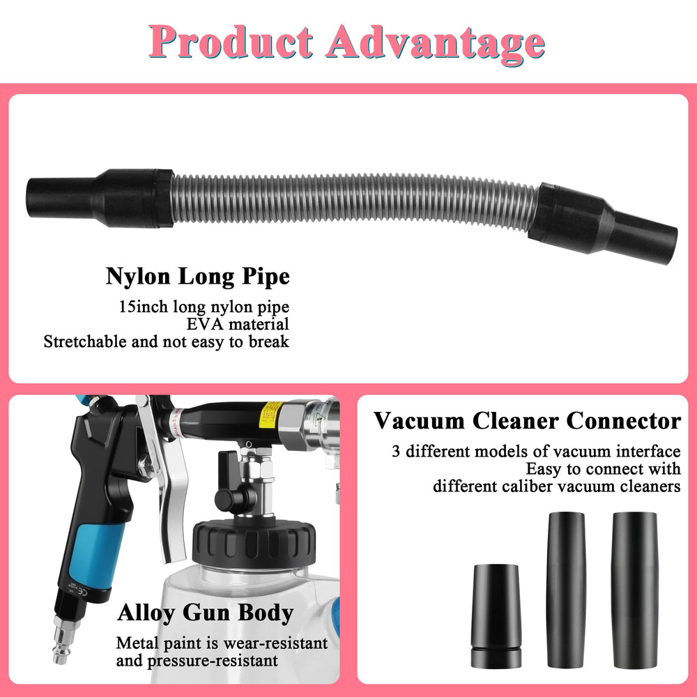 GOCCIDA built-in vacuum function capturing dust during interior detailing.
