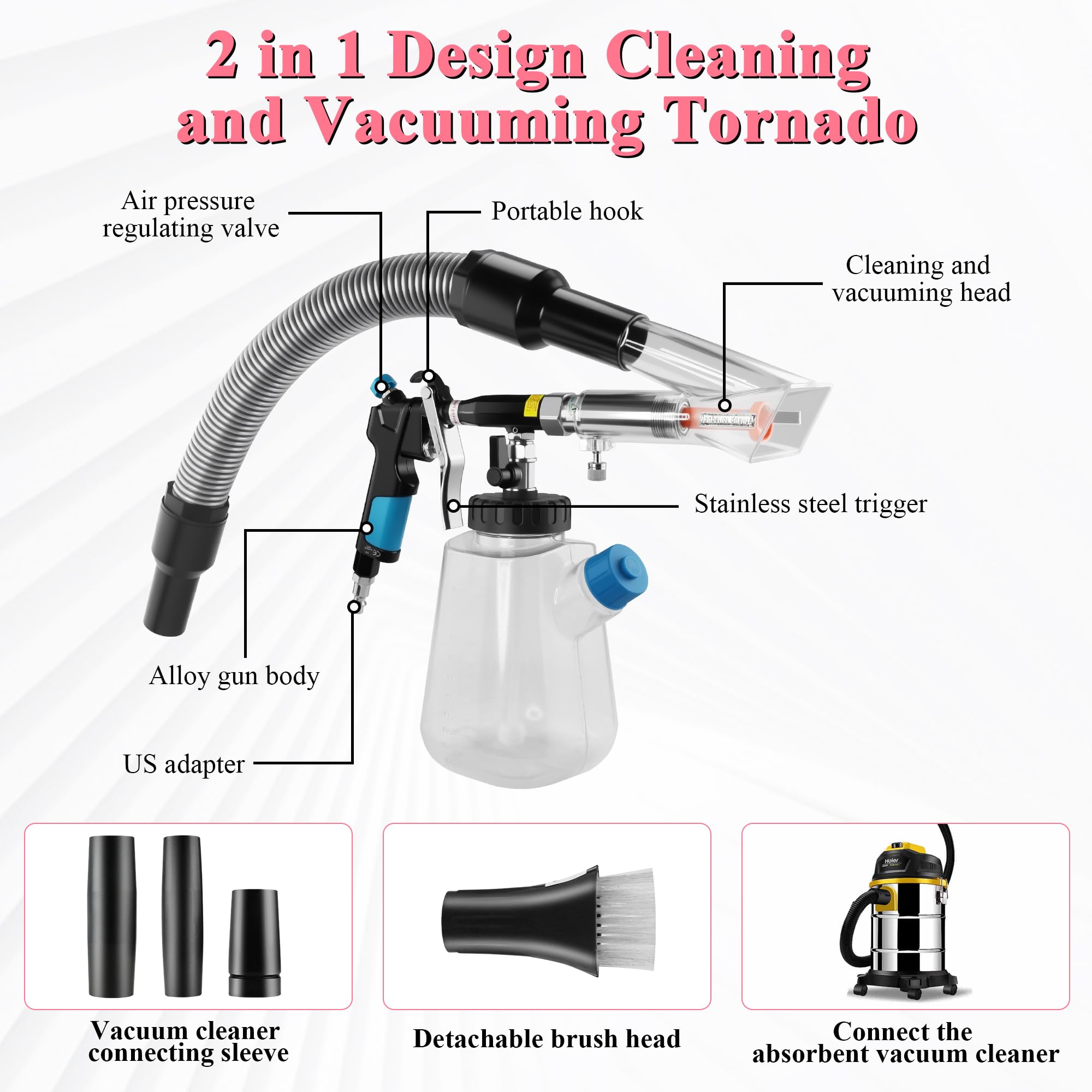 GOCCIDA detachable sprinkler head for versatile reach in gaps.