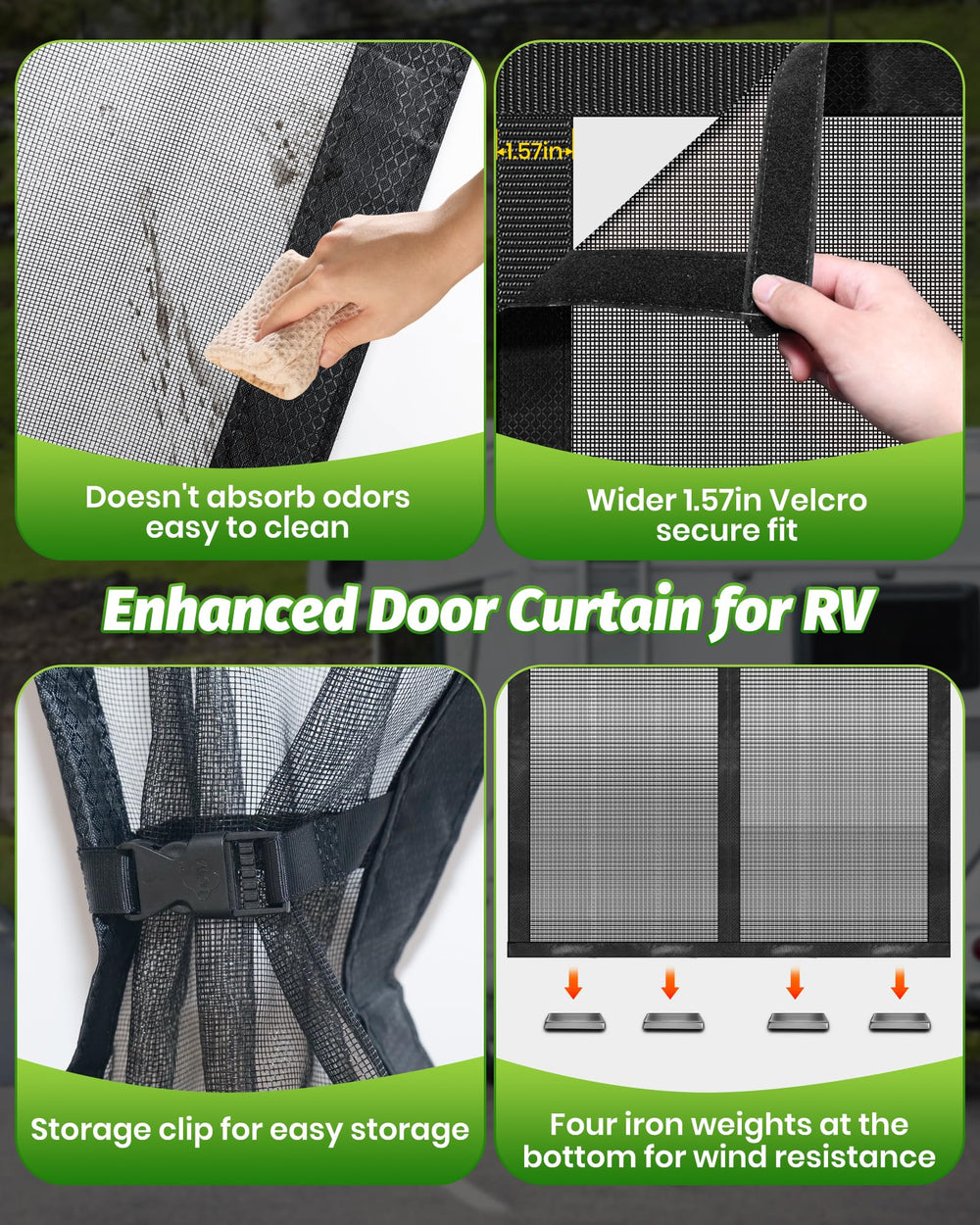 Gociean easy-install door screen with wide Velcro fits most RV doors