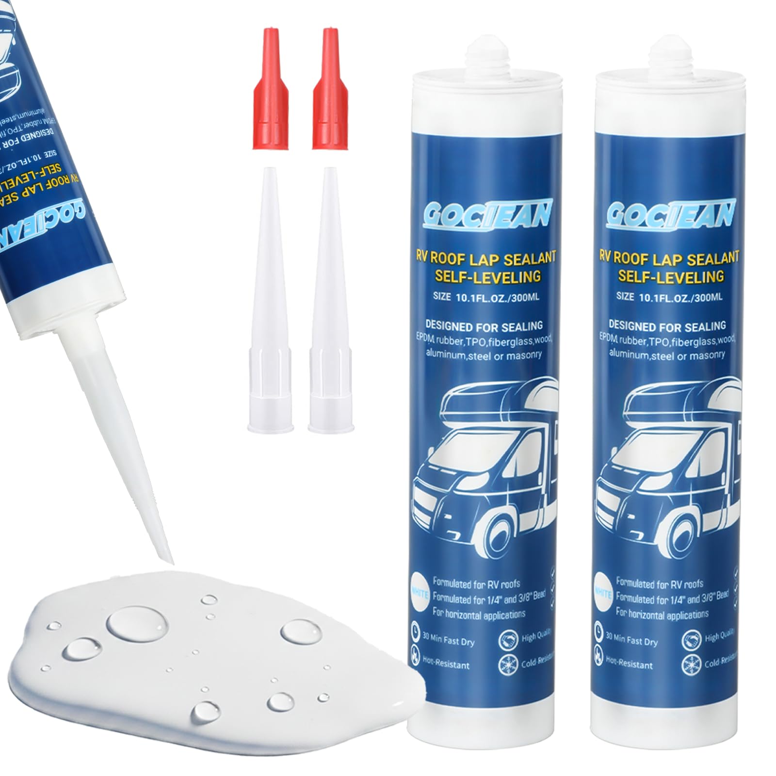 Gociean 2-pack RV roof sealant in white ready for protection