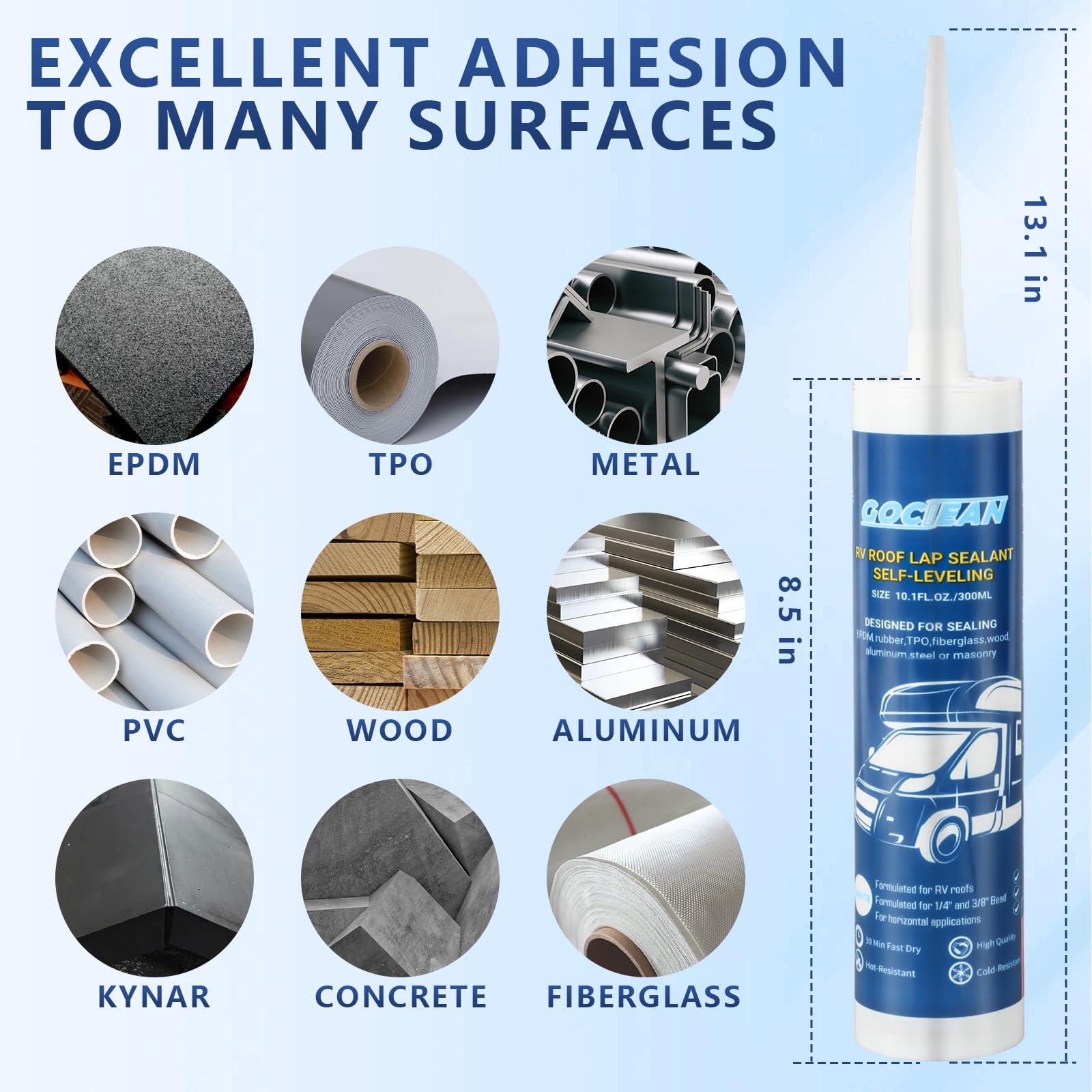 Gociean sealant compatible with various rv coatings and tapes