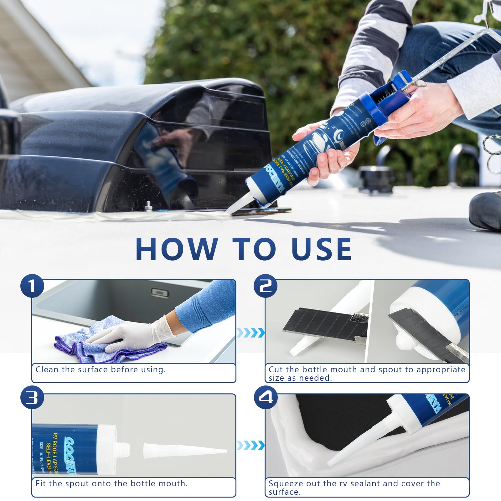 Gociean RV sealant with 2-year warranty for cracking control