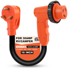 Gociean twist-lock TT-30P to L5-30R adapter for secure campsite power.