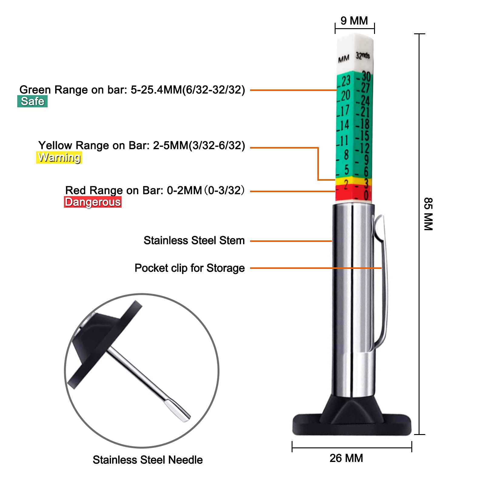 Godeson 88702 pocket clip keeps the gauge ready during roadside checks