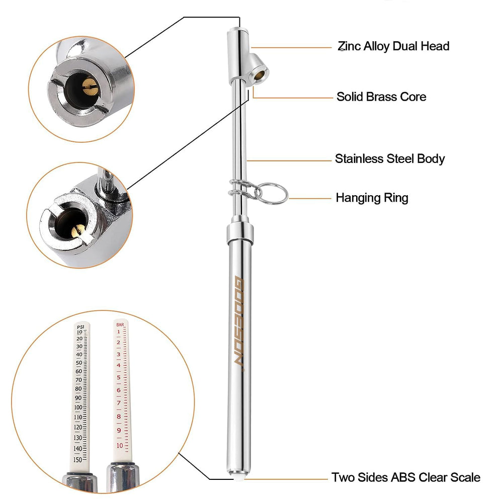 GODESON tire pressure gauge outer chuck for easy outer-wheel access