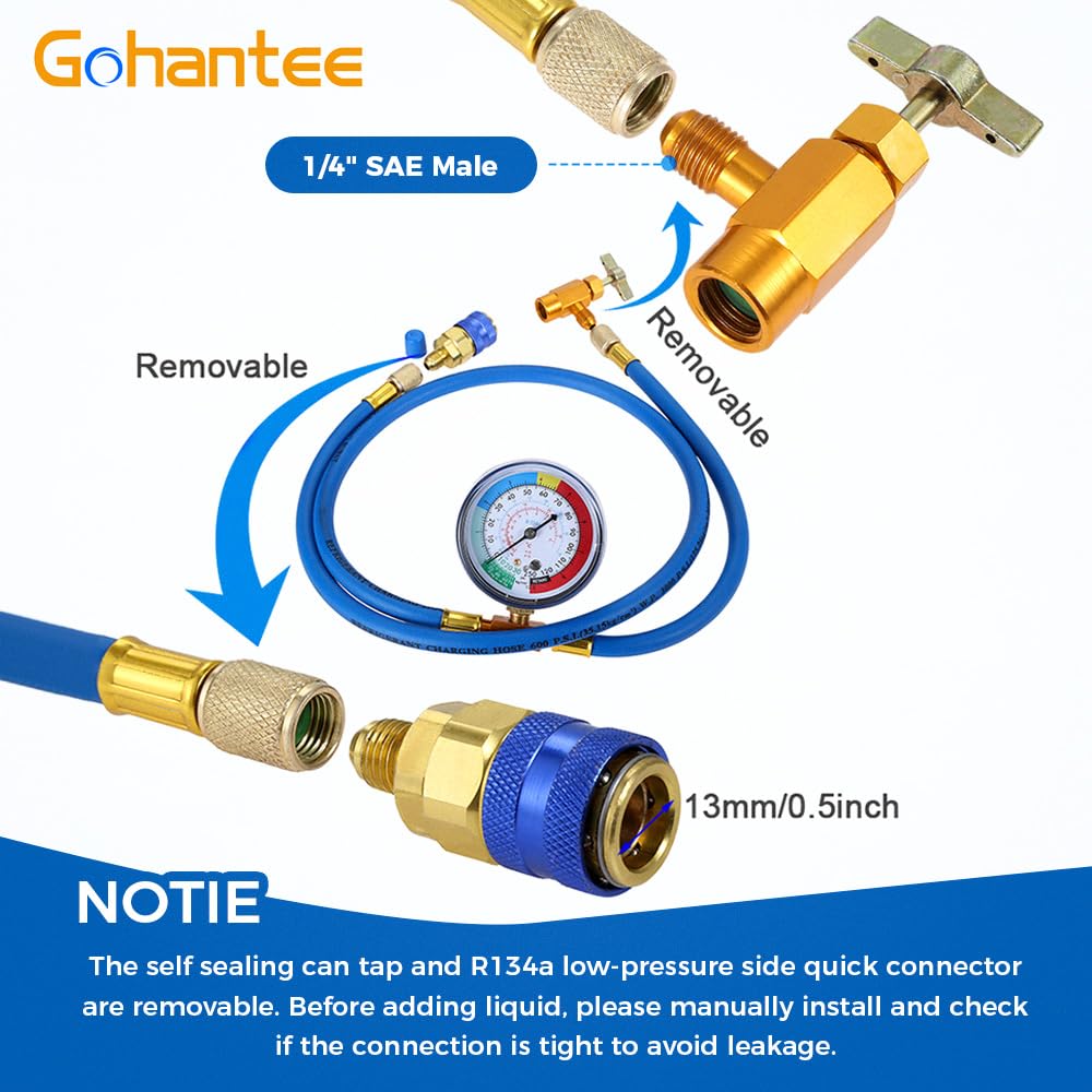 Gohantee 200 psi gauge helps monitor pressure during charging.