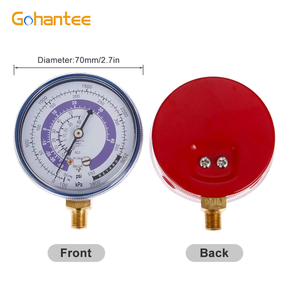 Gohantee blue dial closeup illustrating clear low-pressure scale