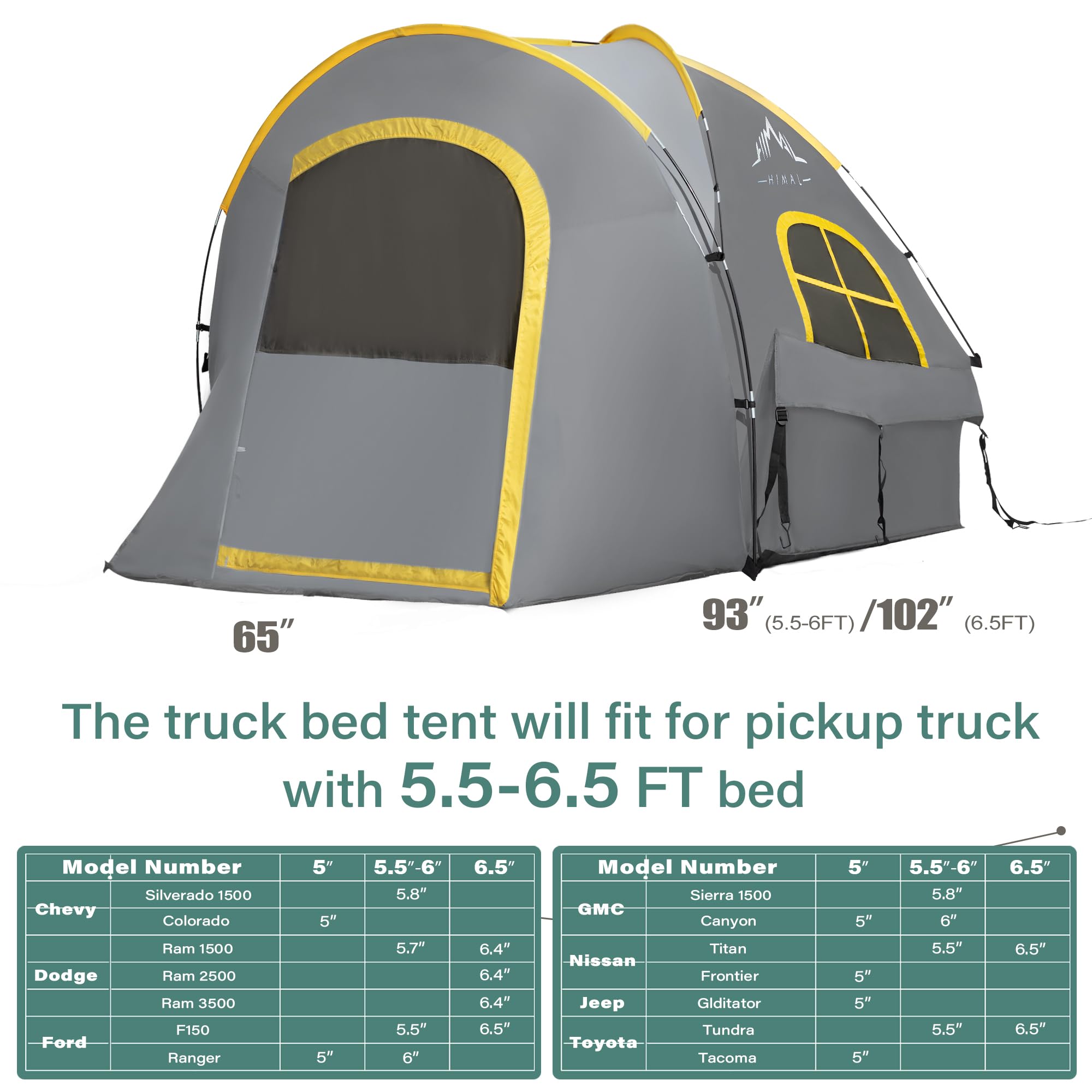 GoHimal pickup-truck-tent interior space showing two adults for a comfortable campsite