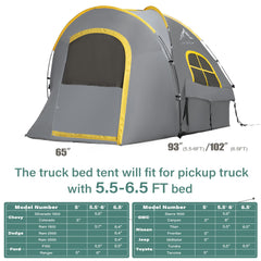 GoHimal pickup-truck-tent interior space showing two adults for a comfortable campsite