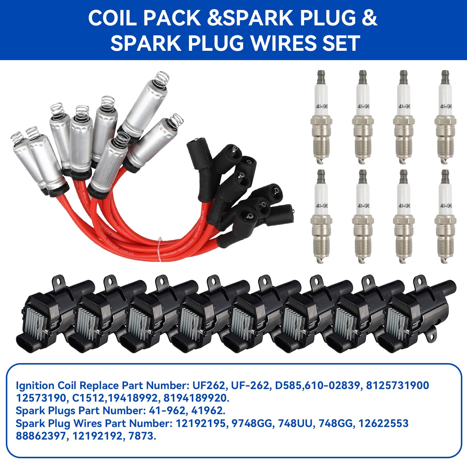 Gokluuk 41-962 spark plugs for stable combustion and easy ignition.
