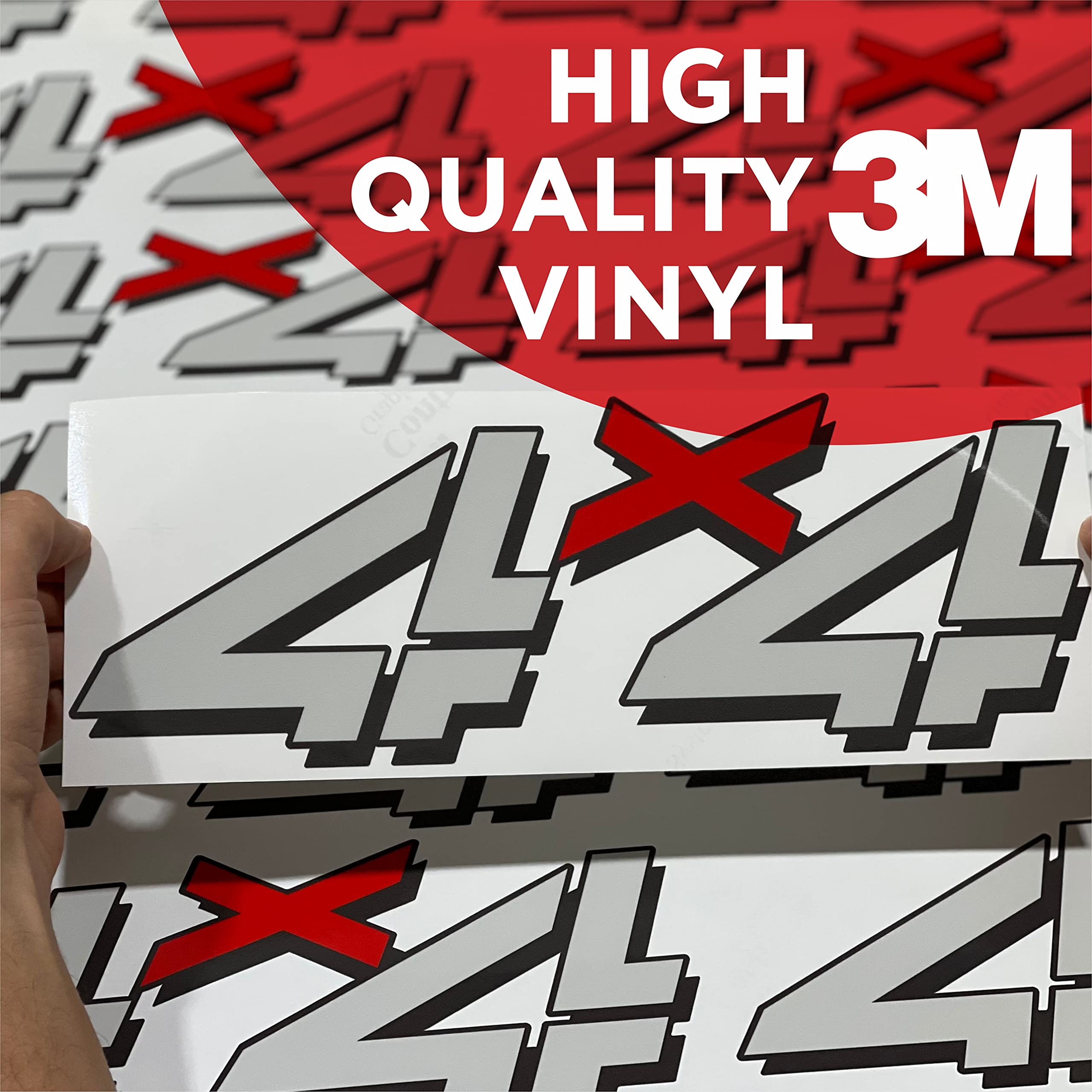 Gold Hook gray with red X 4x4 decals withstand outdoor use with durable, weather-ready finish.