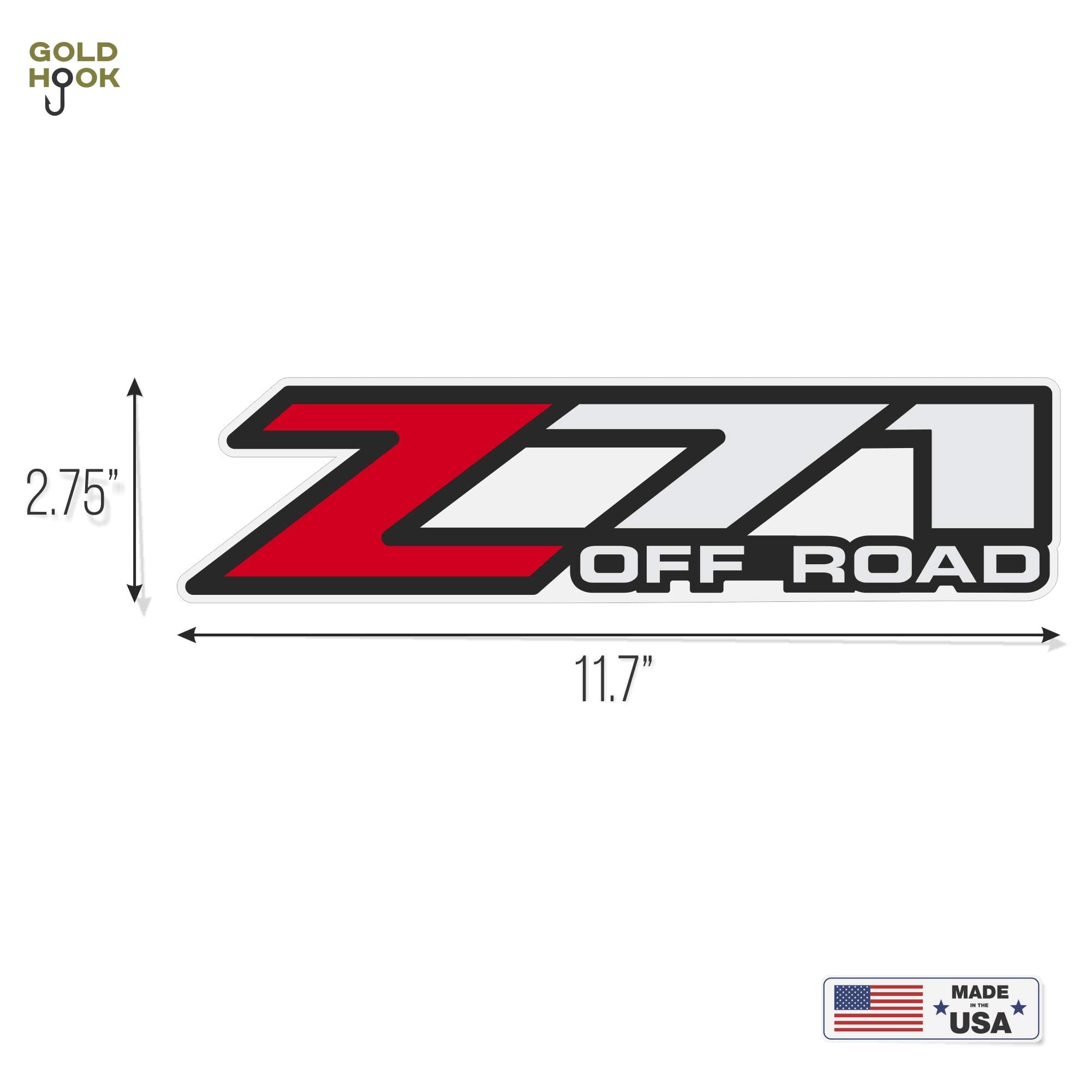 GOLD HOOK Z71 decals on GMC Sierra side view with UV-resistant vinyl for outdoor durability