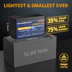 GOLDENMATE compact lightweight 12V battery ideal for portable tools