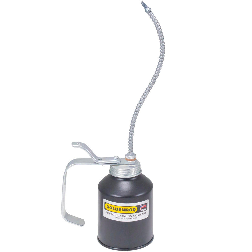 Goldenrod 707 pump oiler with rugged steel base for durable lubrication in workshops.