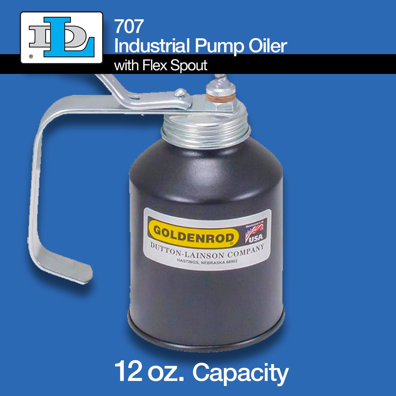 Goldenrod 707 oiler featuring a zinc die-cast pump for smooth delivery.