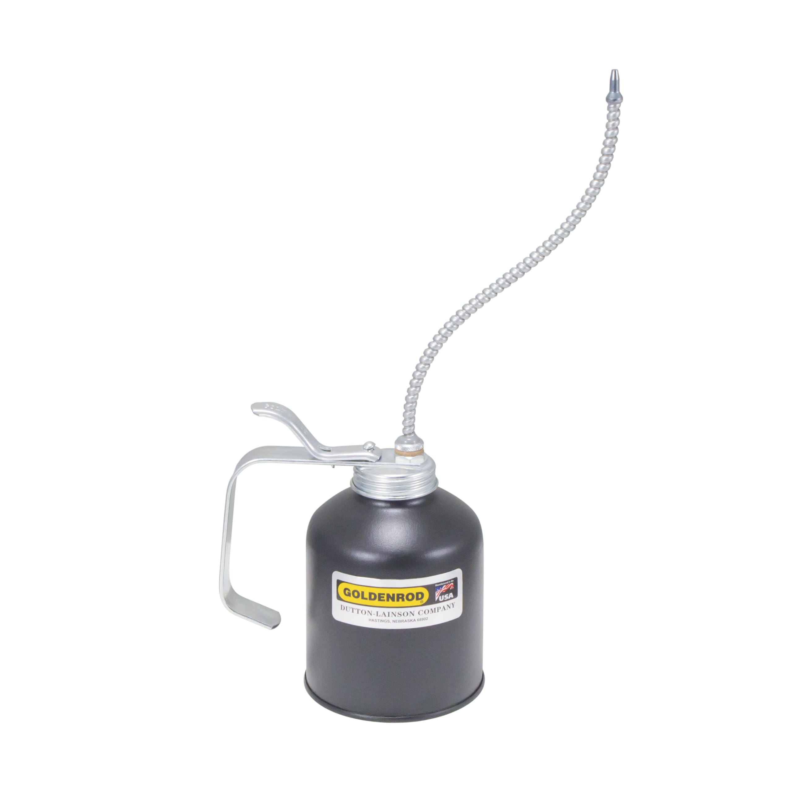 Goldenrod pump oiler with flex spout delivers precise oiling for hard-to-reach fittings.